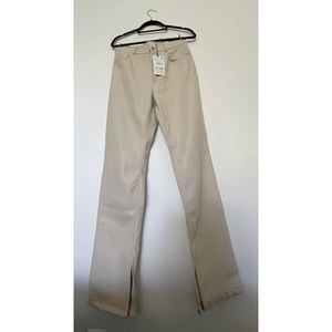 NWT - Zara Cream Leather Split Ankle Pants